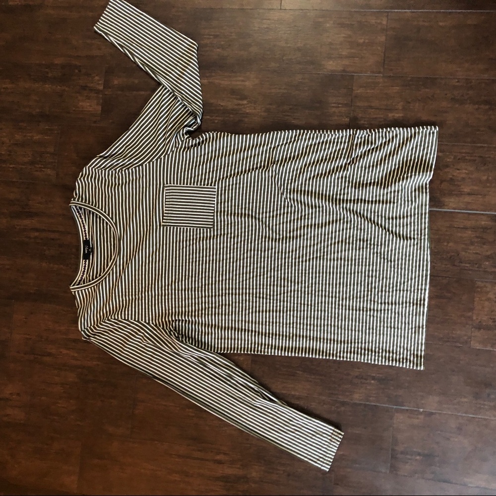 Military green and white stripe dress